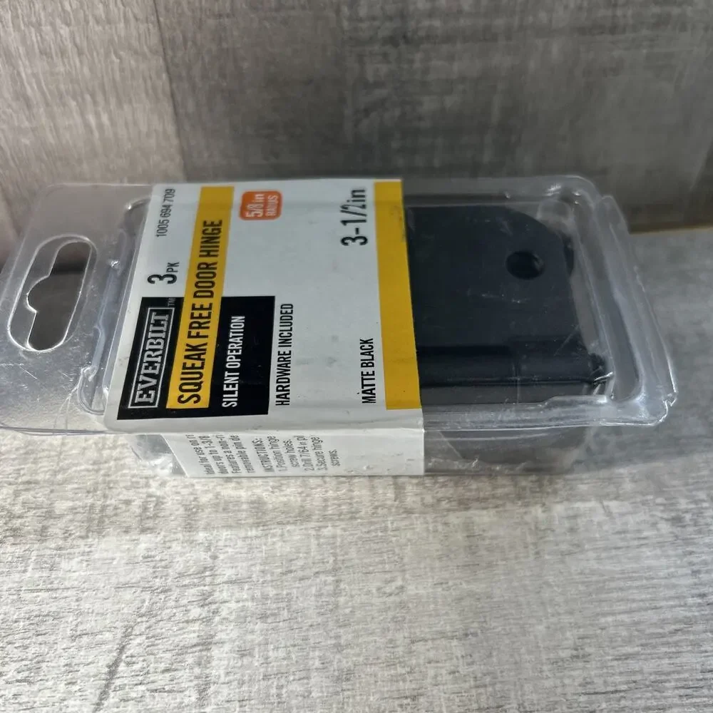 (12-Pack) Door Hinges Everbilt Radius Matte Black Squeak-Free 3-1/2 in. x 5/8 in